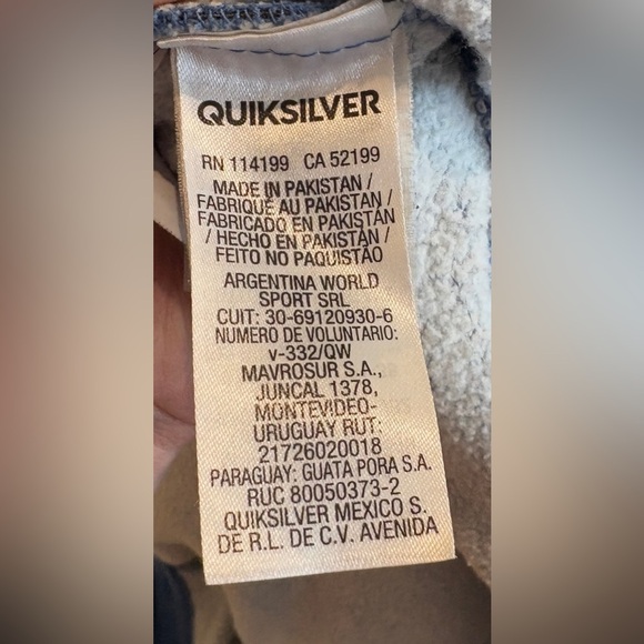 Boys Quiksilver Blue Full Zip Hoodie,‎ Sweatshirt, Green Logo, Youth Small / 10. - Picture 8 of 9